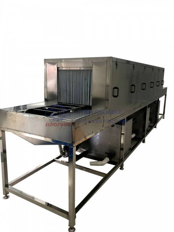 Frequency Converted Plastic Tray Cleaning System 15KW Power 750mm Washing Height